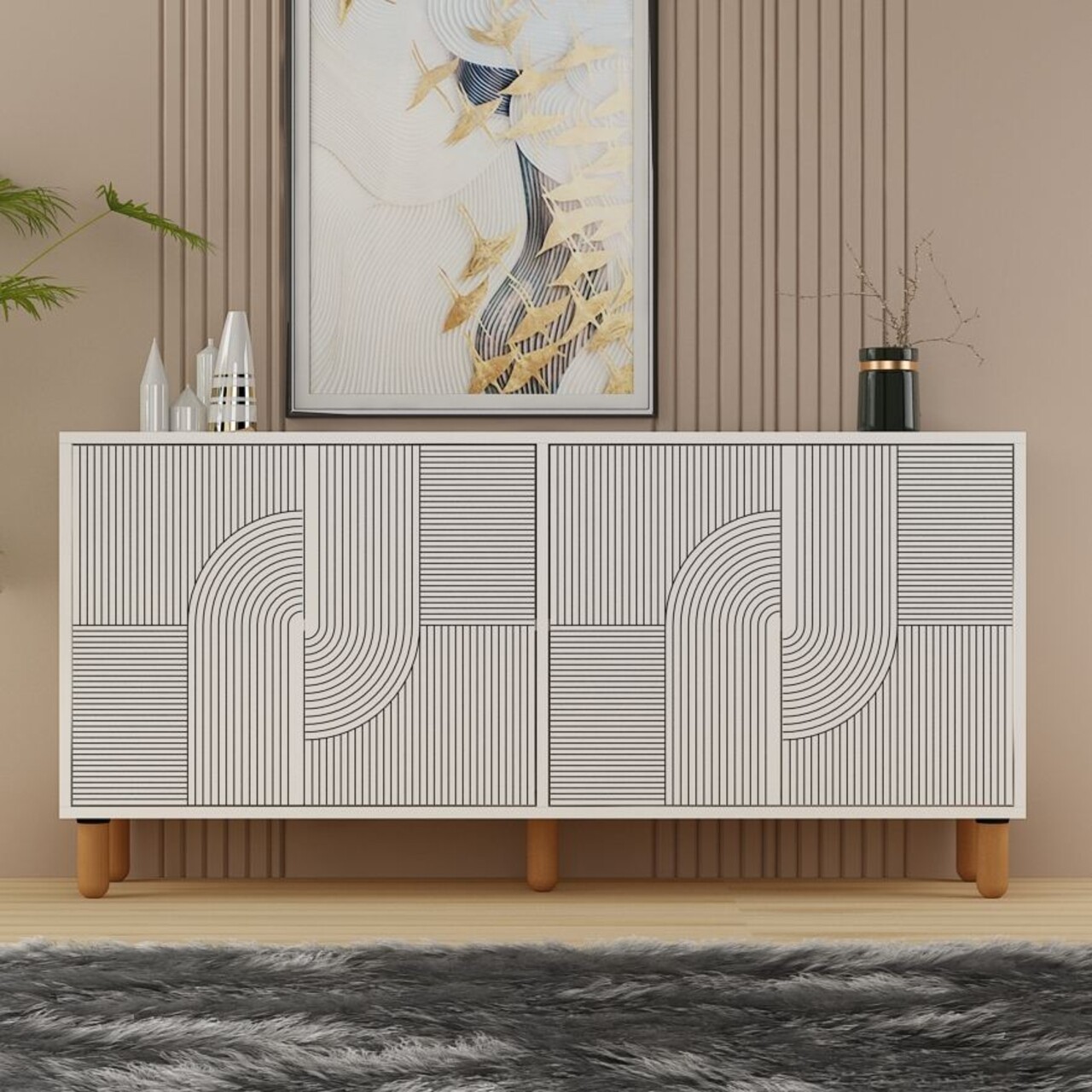 Consola, Hanah Home, Desso, 150x73x36 cm, PAL, Alb - imagine 7